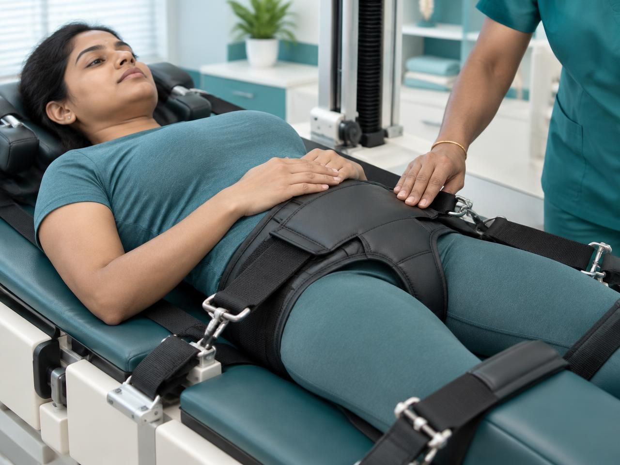 Robotic spinal decompression physiotherapy treatment